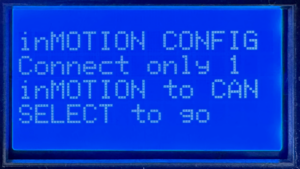 MASTERCELL NGX inSIGHT display showing inMOTION CONFIG connection check screen with SELECT to go prompt