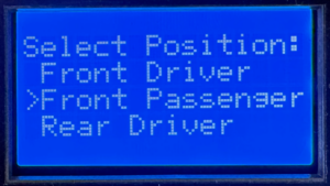 MASTERCELL NGX inSIGHT display showing the Select Position screen with Driver Front, Passenger Front and Driver Rear options
