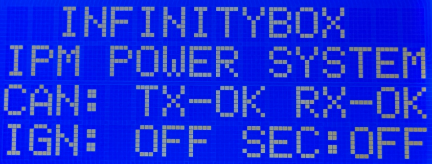 Main status screen on the MASTERCELL NGX inSIGHT display showing CAN bus status and ignition state