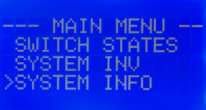 MAIN MENU on the MASTERCELL NGX inSIGHT display with cursor on SYSTEM INFO