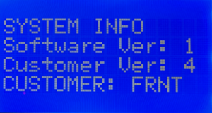SYSTEM INFO screen on the MASTERCELL NGX inSIGHT display showing software version and configuration variant