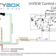 Wiring diagram showing the 1983–1987 GM G-Body steering column wiper switch connected to a standalone inVIEW Wiper Control Module, with factory switch wire colors mapped to inVIEW inputs plus ground, ignition power, washer pump, and a generic wiper motor connection.