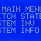MASTERCELL NGX inSIGHT main menu showing the Switch States, System Inv, and System Info options.