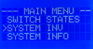 MASTERCELL NGX inSIGHT main menu with the cursor on the System Inv option.