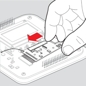 Seating the inLINK NGX board on the MASTERCELL NGX pin header and routing the 433 MHz wire antenna under the inSIGHT screen