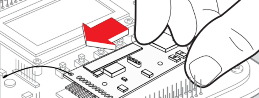 Seating the inLINK NGX board on the MASTERCELL NGX pin header and routing the 433 MHz wire antenna under the inSIGHT screen