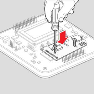Driving the two 4-40 screws through the inLINK NGX board and into the plastic spacers with a Phillips screwdriver